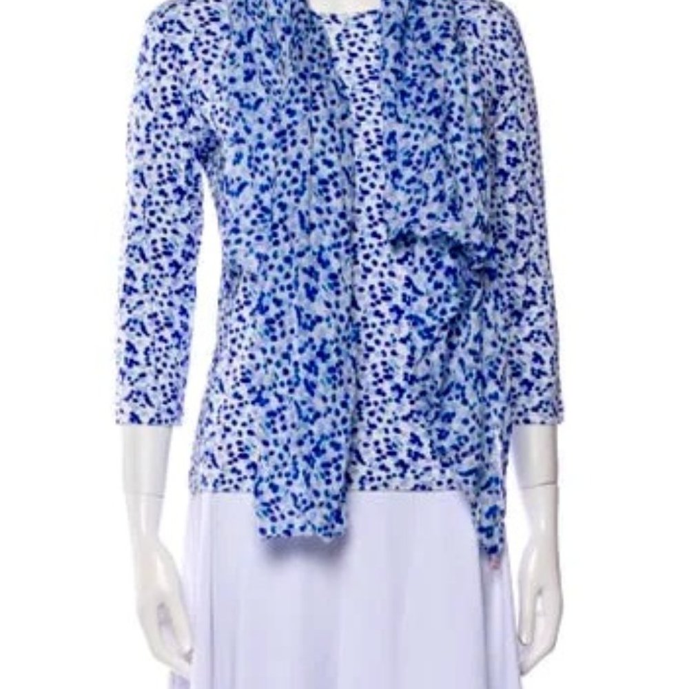 LEGGIADRO Print Cowl Neck Blouse and scarf set